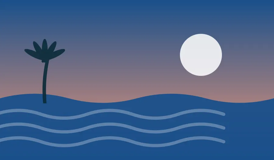 Ilustração de praia representando Piaçabuçu